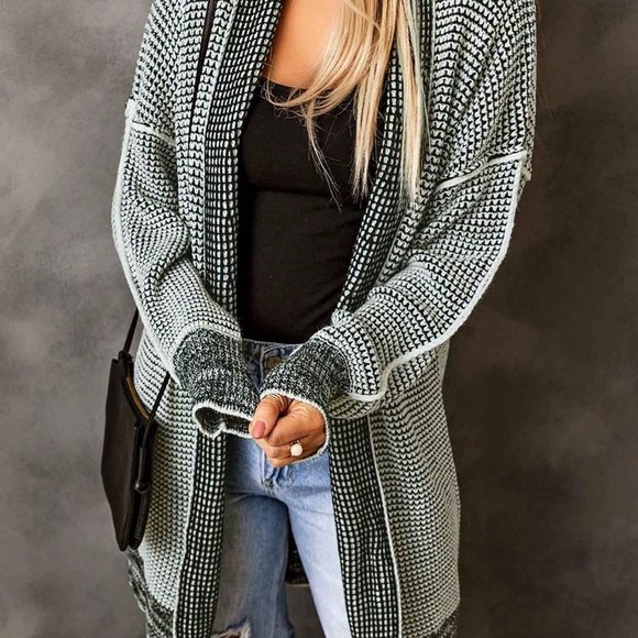 Multicolor Casual Womens Drop Shoulder Open Front Coat - Picture 4 of 5